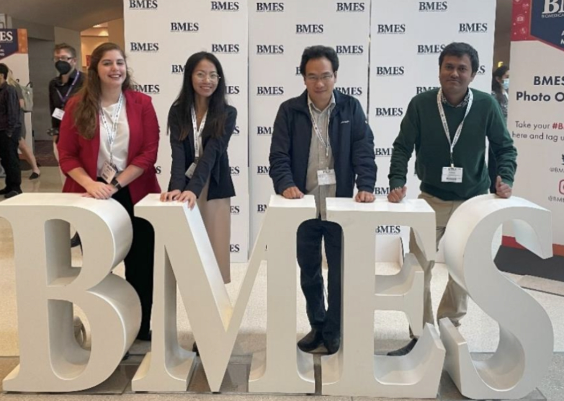 Madison Korfhage, Jing Yan, Md Zahid Hasan, Mehrana Mohtasebi, Xuhui Liu, and Zhongchao Yi attending the BMES 2022 Conference in San Antonio,