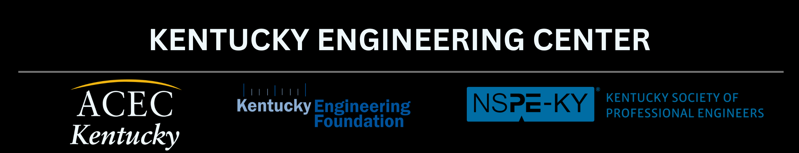 Kentucky Engineering Center logo with ACEC Kentucky, Kentucky Engineering Foundation, NSPE-KY Kentucky Society of Professional Engineers