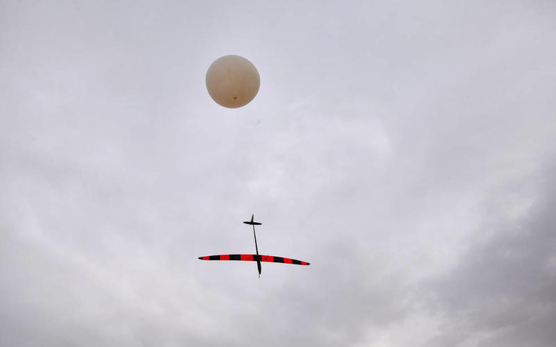 The uncrewed HiDRON stratospheric glider from Stratodynamics is designed to release from a sounding balloon at near-space altitude, enabling a controlled descent for technology payloads aboard. Credits: Stratodynamics, Inc./UAVOS 